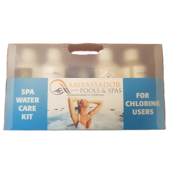 Chlorine Complete Spa Kit - Chlorine Granuals, PH +, PH -, FoamAway, Fusion, Spa Immerse, Test Strips, Guide 1 Chlorine Complete Spa Kit - Chlorine Granuals, PH +, PH -, FoamAway, Fusion, Spa Immerse, Test Strips, Guide
